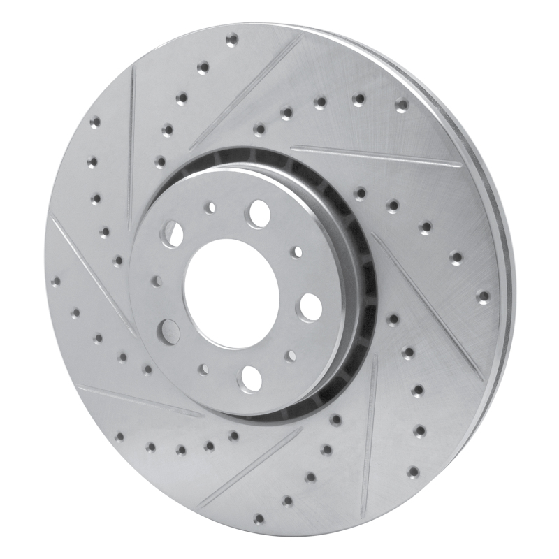 Volvo XC90 Brake Rotor (1) - Front Left - R1 Concepts - Drilled & Slotted - Silver - `03-`14